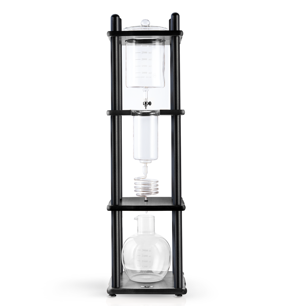 25 Cup Cold Drip Maker Straight Black Wood Frame Yama Glass
