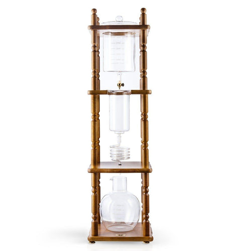 Yama Glass 25 Cup Cold Drip Maker Curved Brown Wood Frame