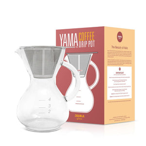 Yama Coffee Drip Pot with Glass Handle and Stainless Cone Filter - 20oz