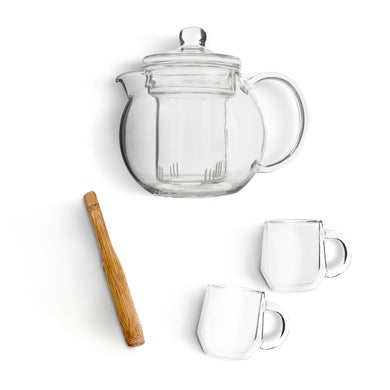 Yama Tea Brewing Kit - 22oz Teapot & Hearth Glass Mugs