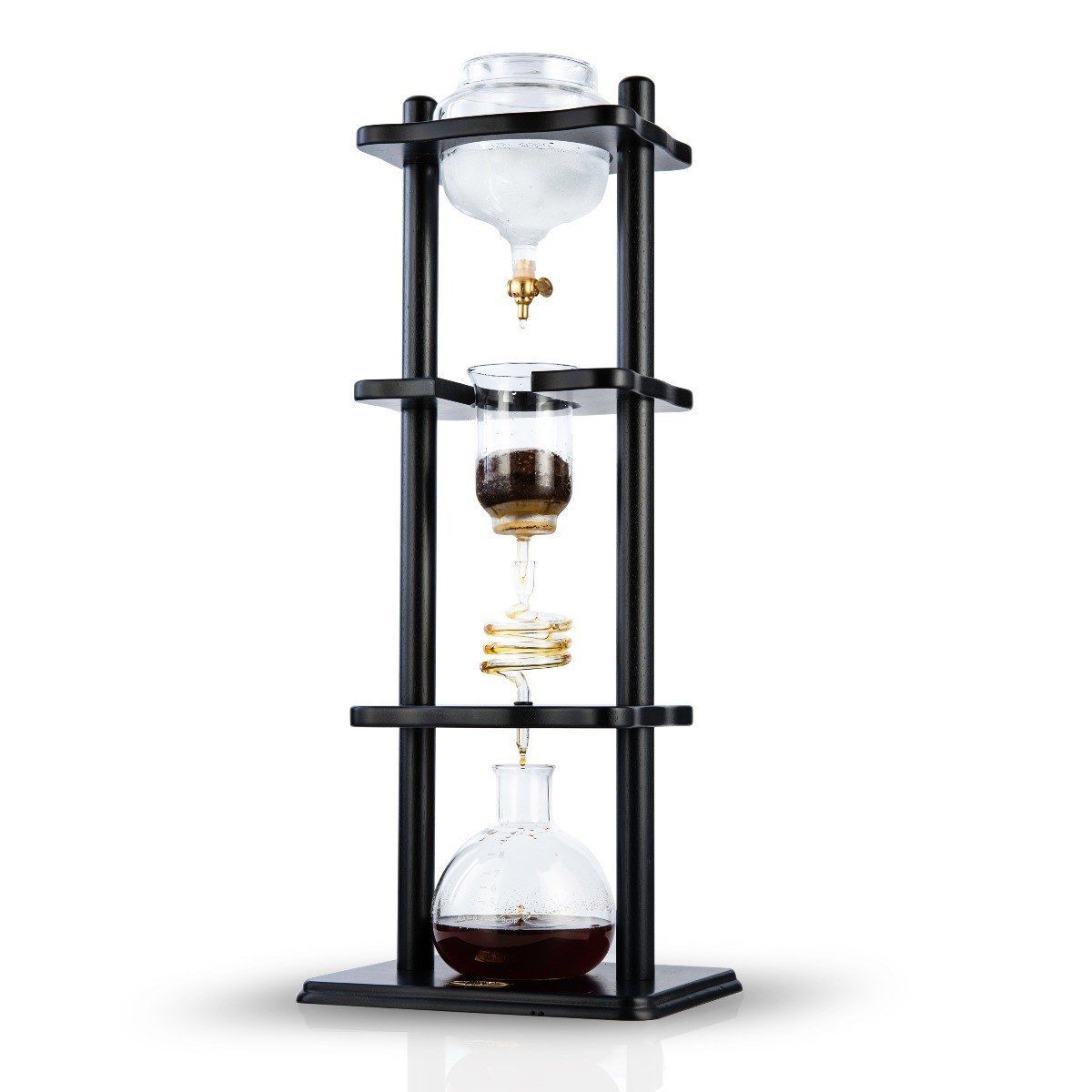 6-8 Cup Cold Drip Maker Straight Black Wood Frame (32oz)