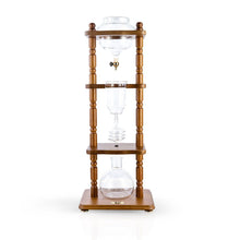 Load image into Gallery viewer, 6-8 Cup Cold Drip Maker Curved Brown Wood Frame (32oz)
