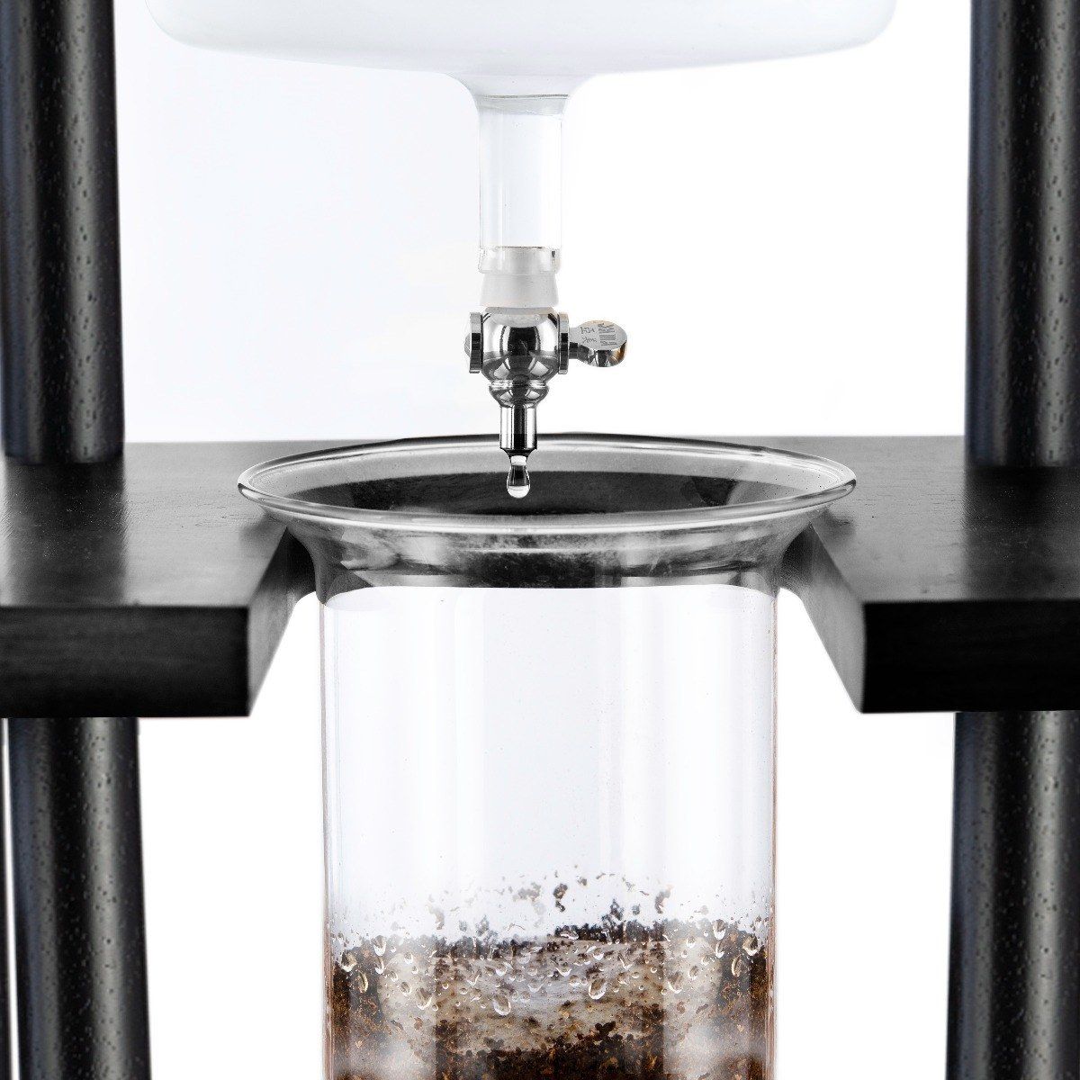 Miumaeov Ice Coffee Makers Cold Brew Machine Tea Maker Cold Brew Drip Tower  Iced Coffee Maker Glass Wooden Stand 25 Cups white