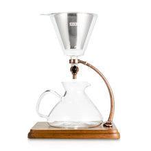 Load image into Gallery viewer, Yama Glass Silverton Brewer with Brown Base and Brass Accents